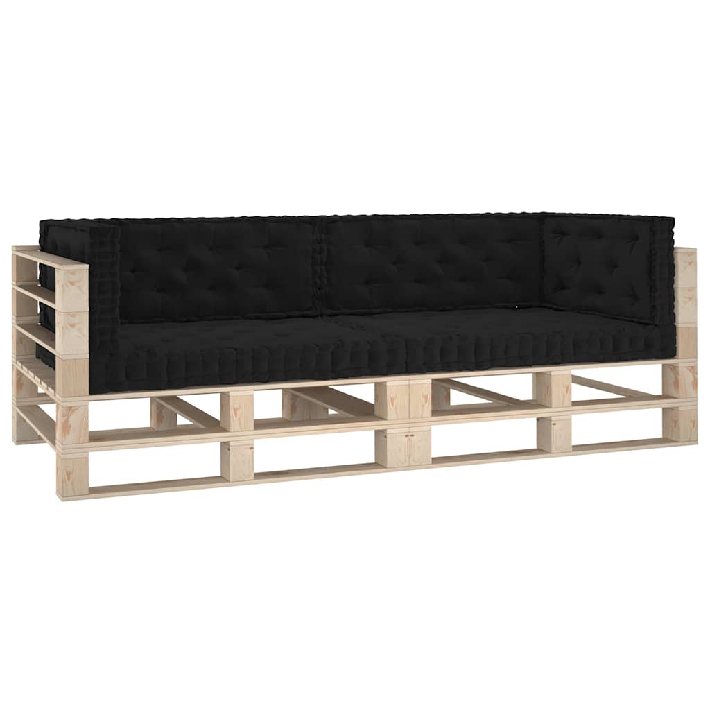 Cuscini per Pallet e Pavimento 6 pz Neri in Cotone