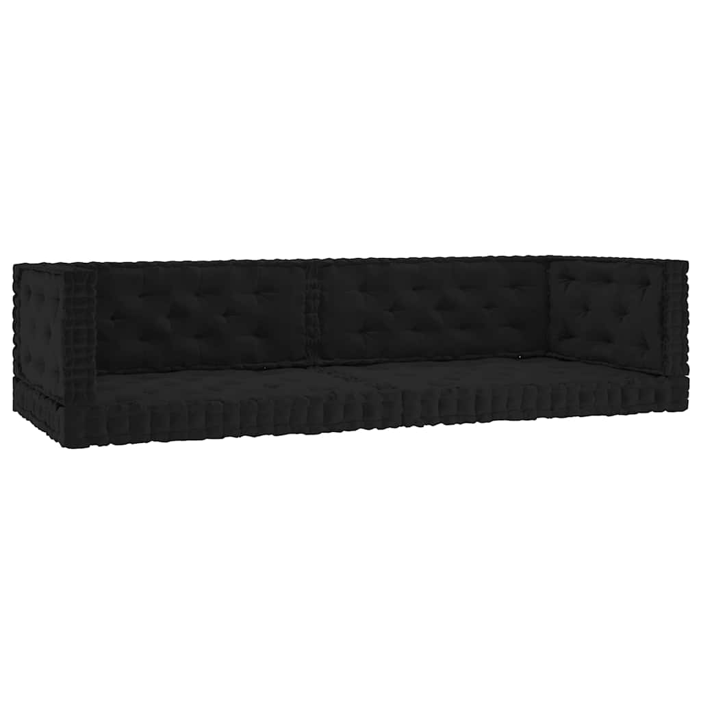Cuscini per Pallet e Pavimento 6 pz Neri in Cotone