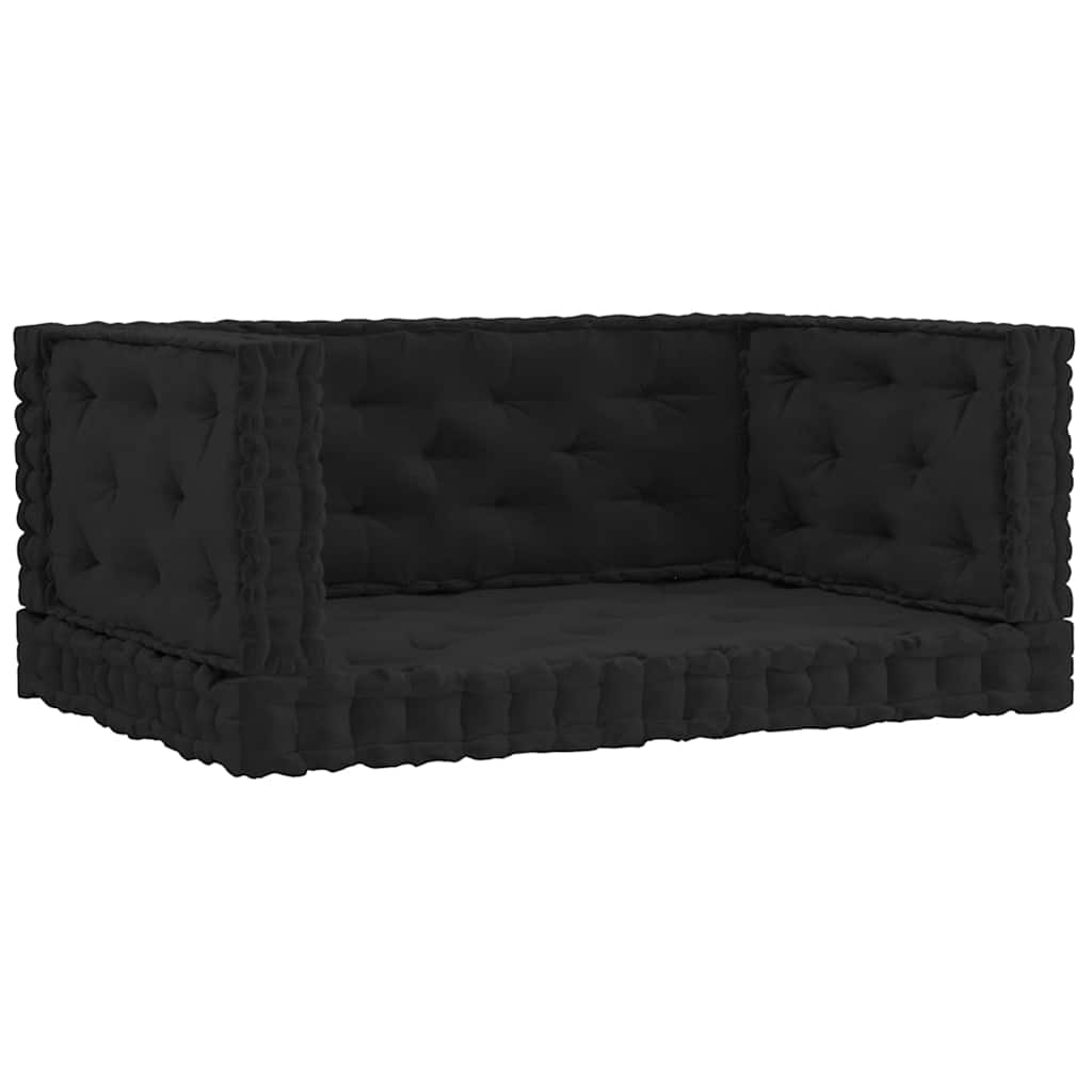 Cuscini per Pallet e Pavimento 4 pz Nero in Cotone