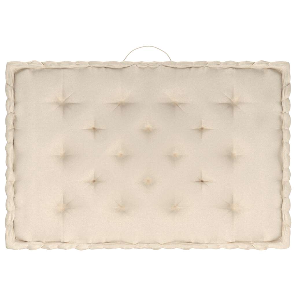 Cuscini per Pallet e Pavimento 7 pz Beige in Cotone