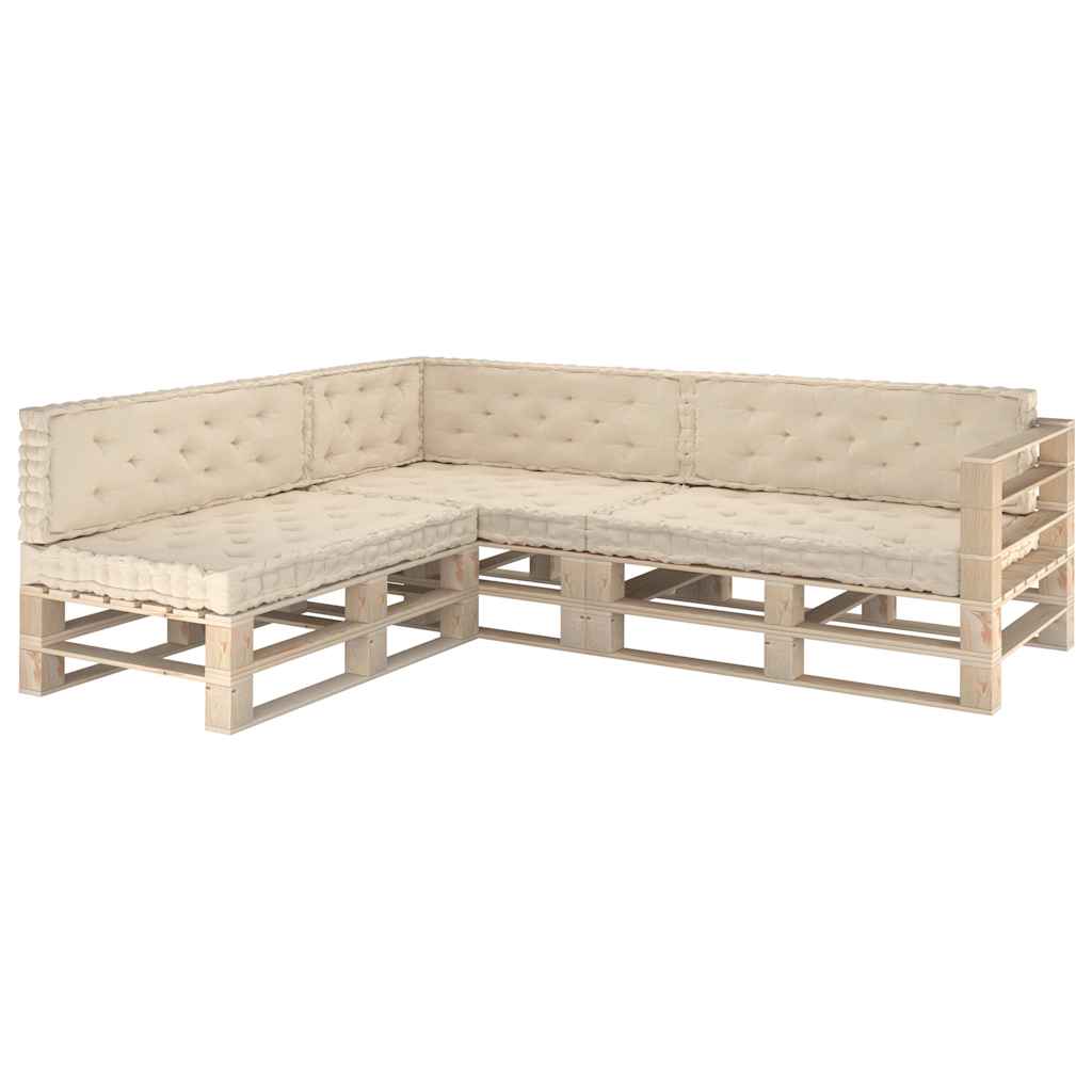 Cuscini per Pallet e Pavimento 7 pz Beige in Cotone