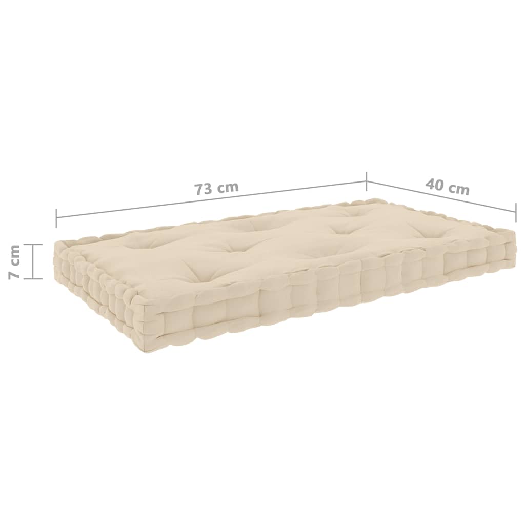 Cuscini per Pallet e Pavimento 7 pz Beige in Cotone