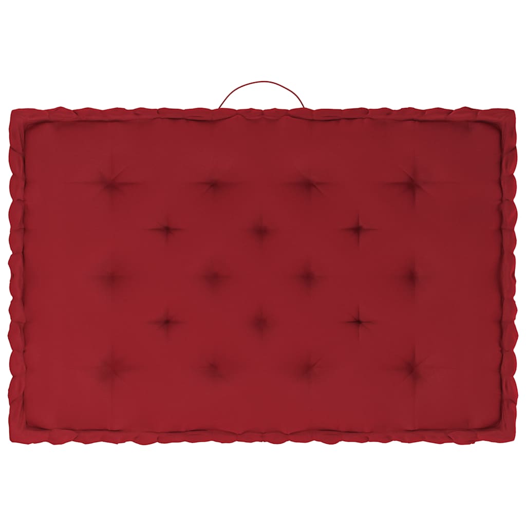 Cuscini per Pallet e Pavimento 7 pz Rosso Borgogna in Cotone
