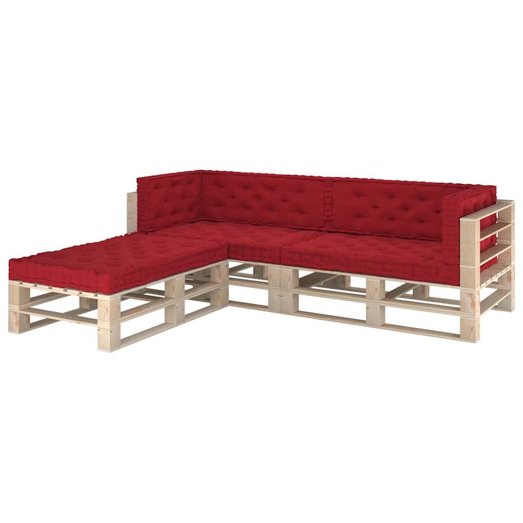 Cuscini per Pallet e Pavimento 7 pz Rosso Borgogna in Cotone