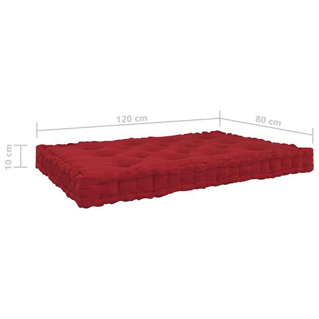Cuscini per Pallet e Pavimento 7 pz Rosso Borgogna in Cotone