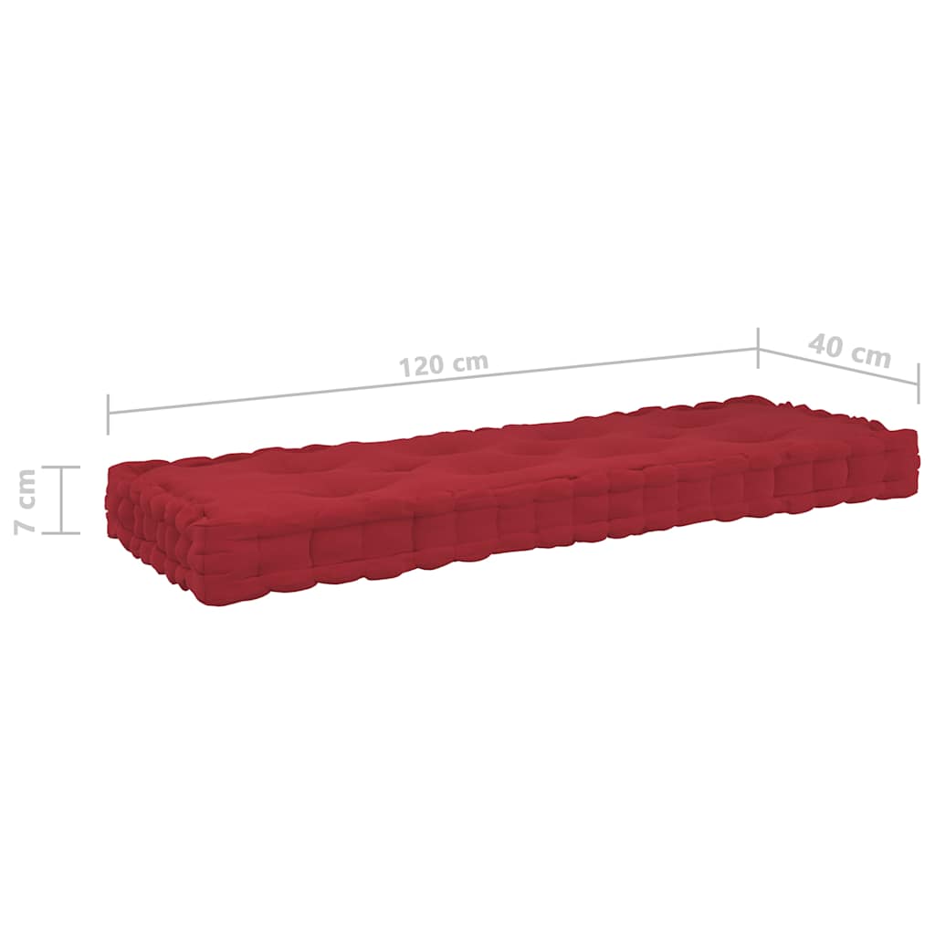 Cuscini per Pallet e Pavimento 7 pz Rosso Borgogna in Cotone