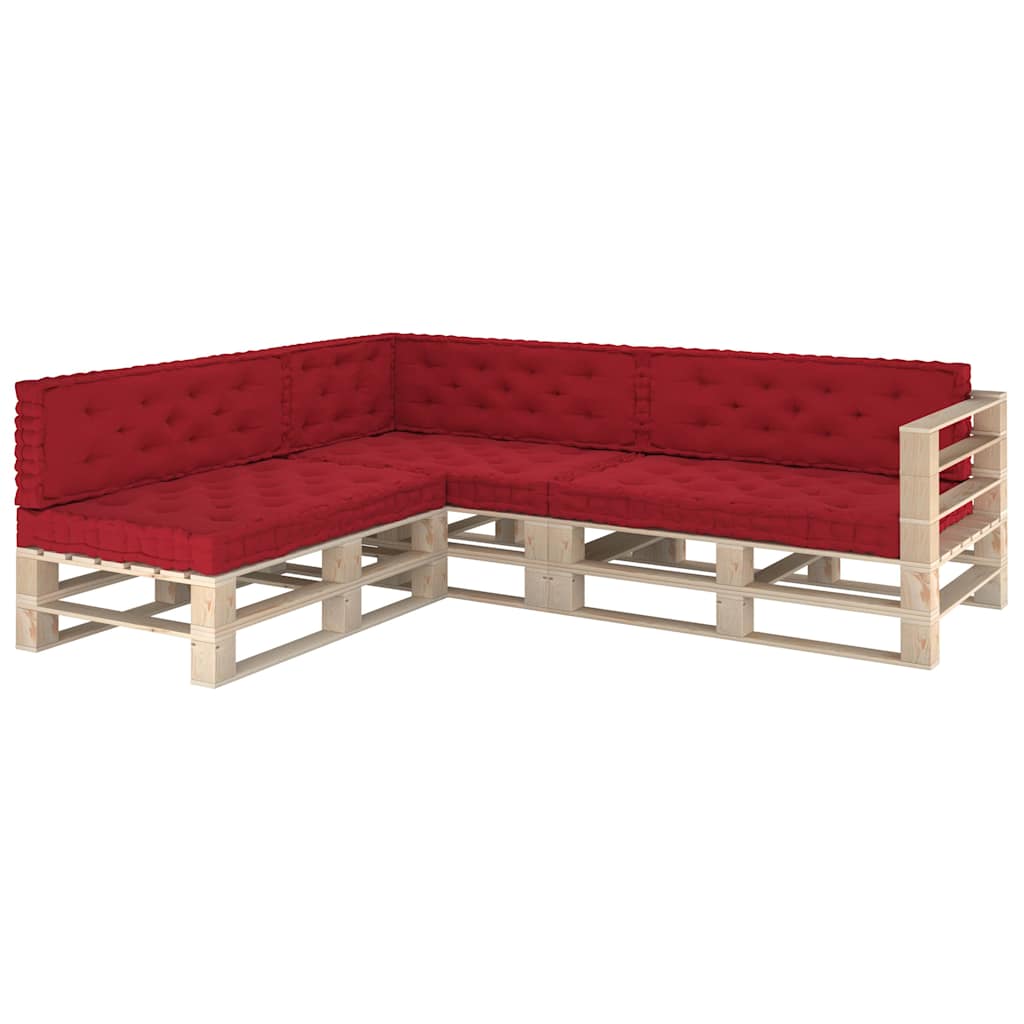 Cuscini per Pallet e Pavimento 7 pz Rosso Borgogna in Cotone