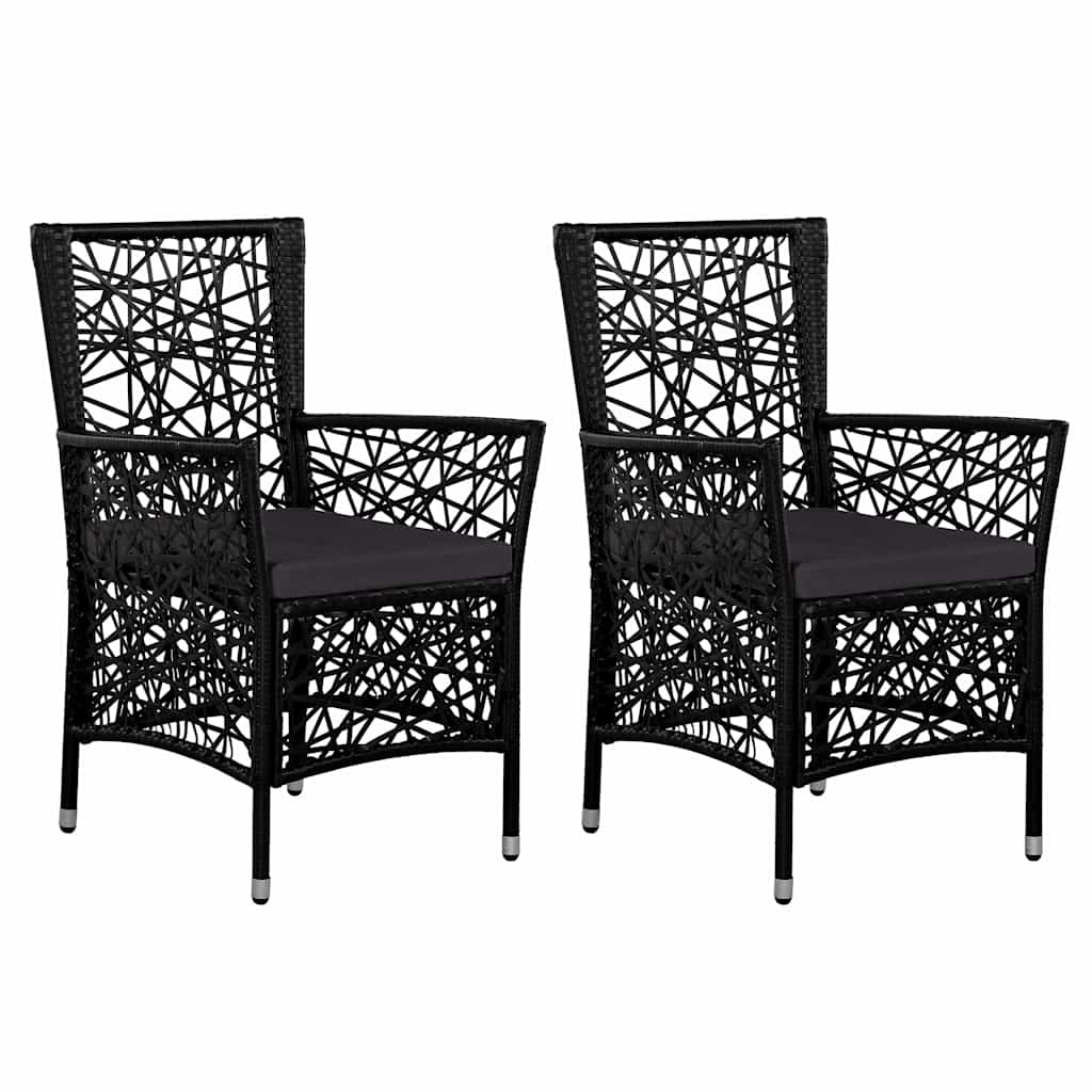 Set Mobili da Pranzo per Giardino 3 pz Nero
