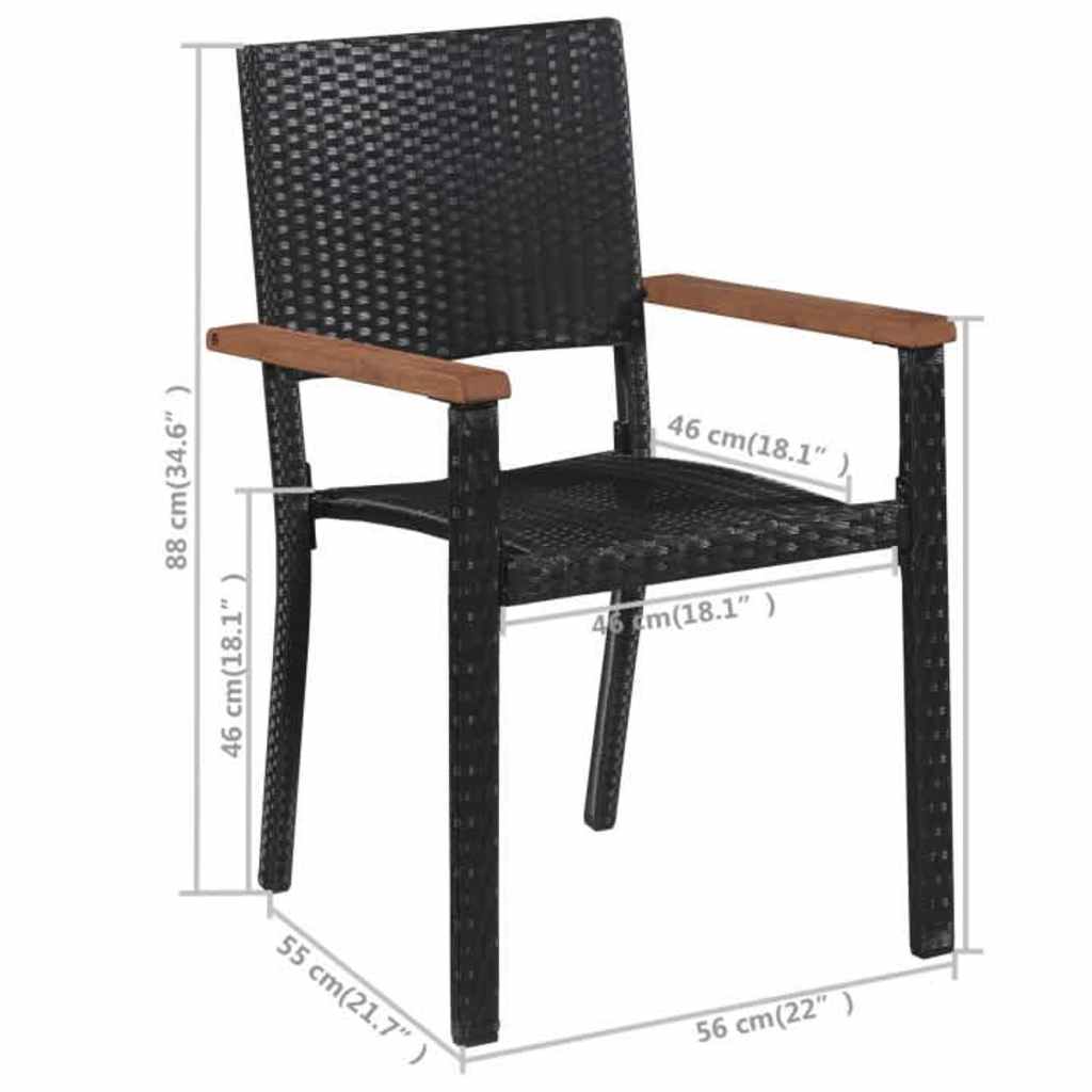 Set Mobili da Pranzo per Giardino 5 pz Nero