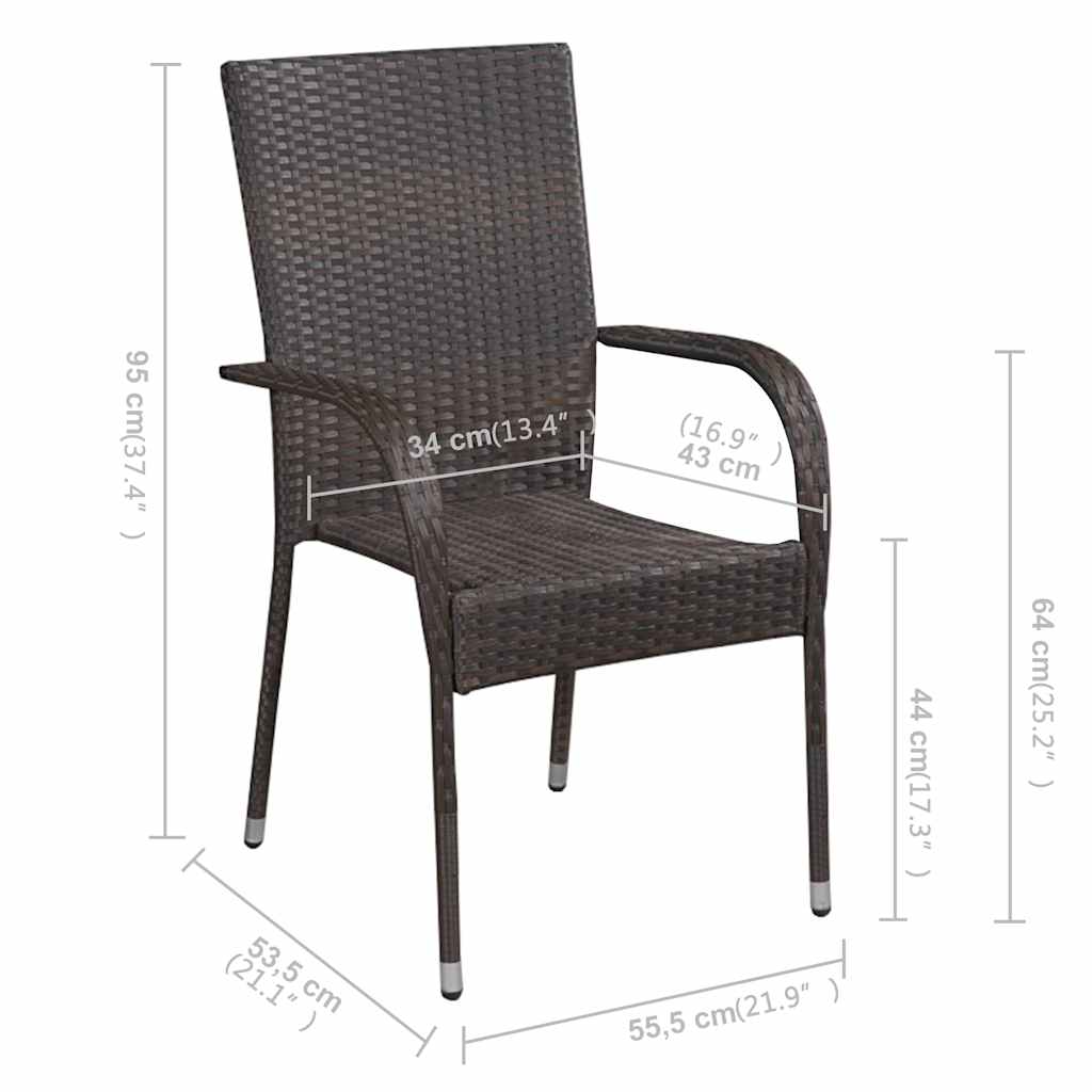 Set Mobili da Pranzo per Giardino 7 pz Marrone
