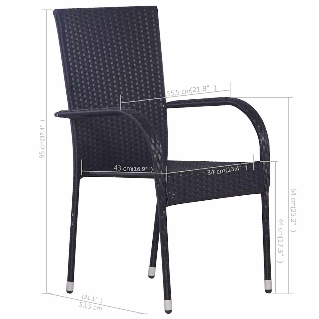 Set Mobili da Pranzo per Giardino 7 pz Nero