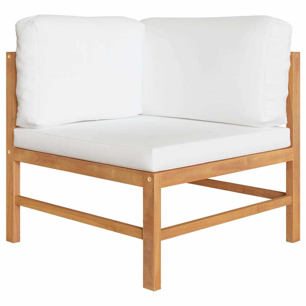 Panca da Giardino 2 Posti con Cuscini Crema Legno Massello Teak