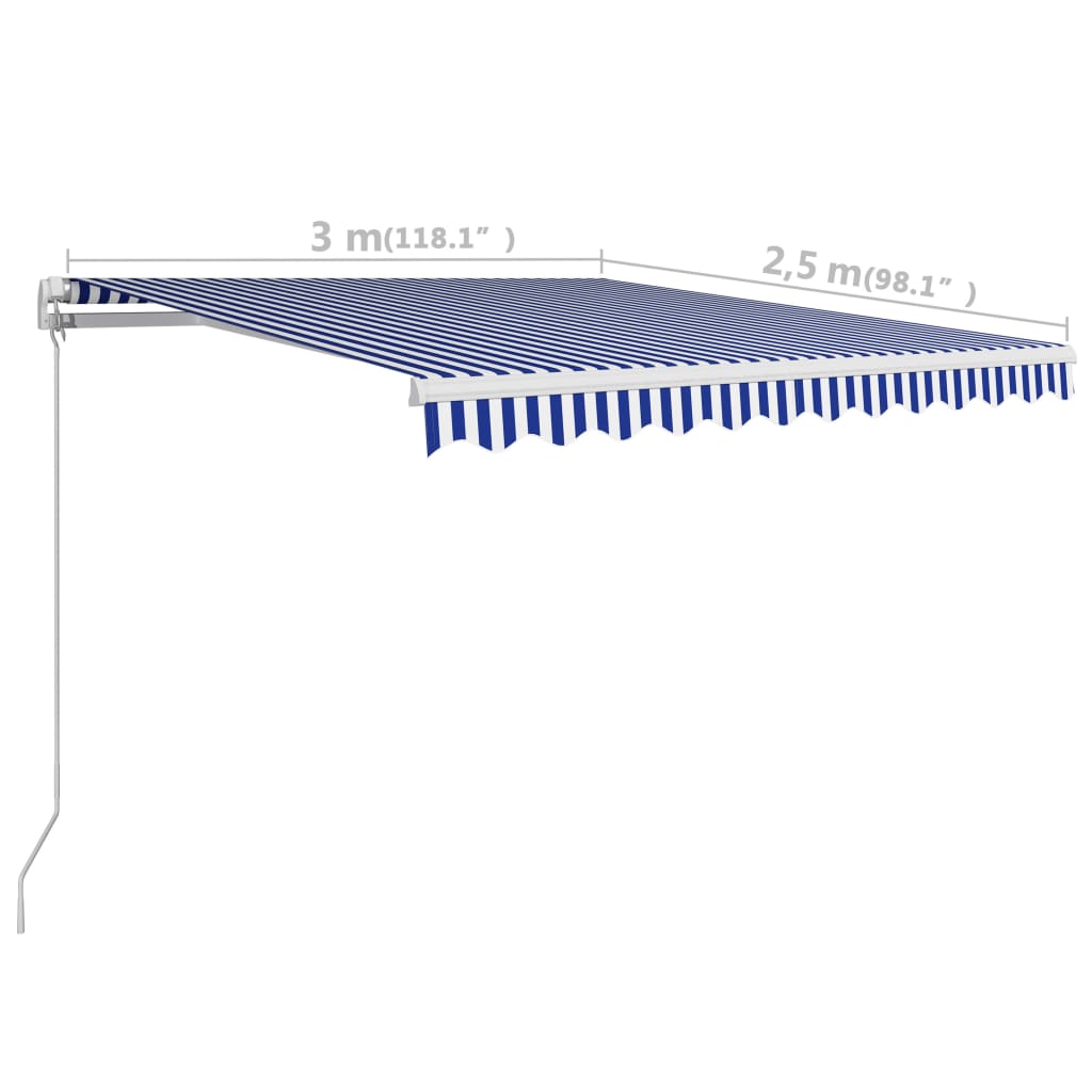 Tenda da Sole Retrattile Manuale 300x250 cm Blu e Bianca