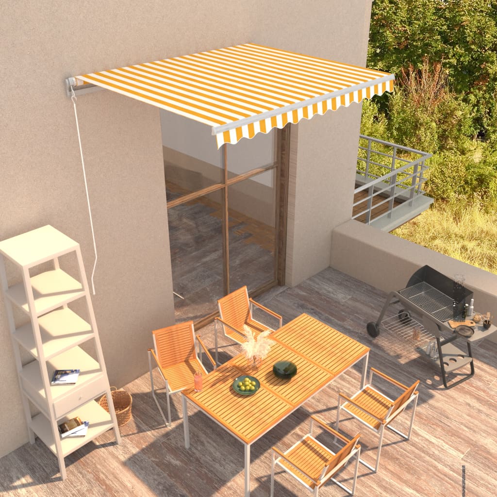 Tenda da Sole Retrattile Manuale 300x250 cm Gialla e Bianca