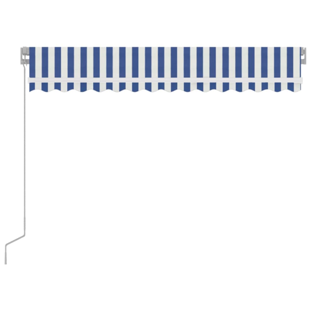 Tenda da Sole Retrattile Manuale con LED 350x250cm Blu e Bianca