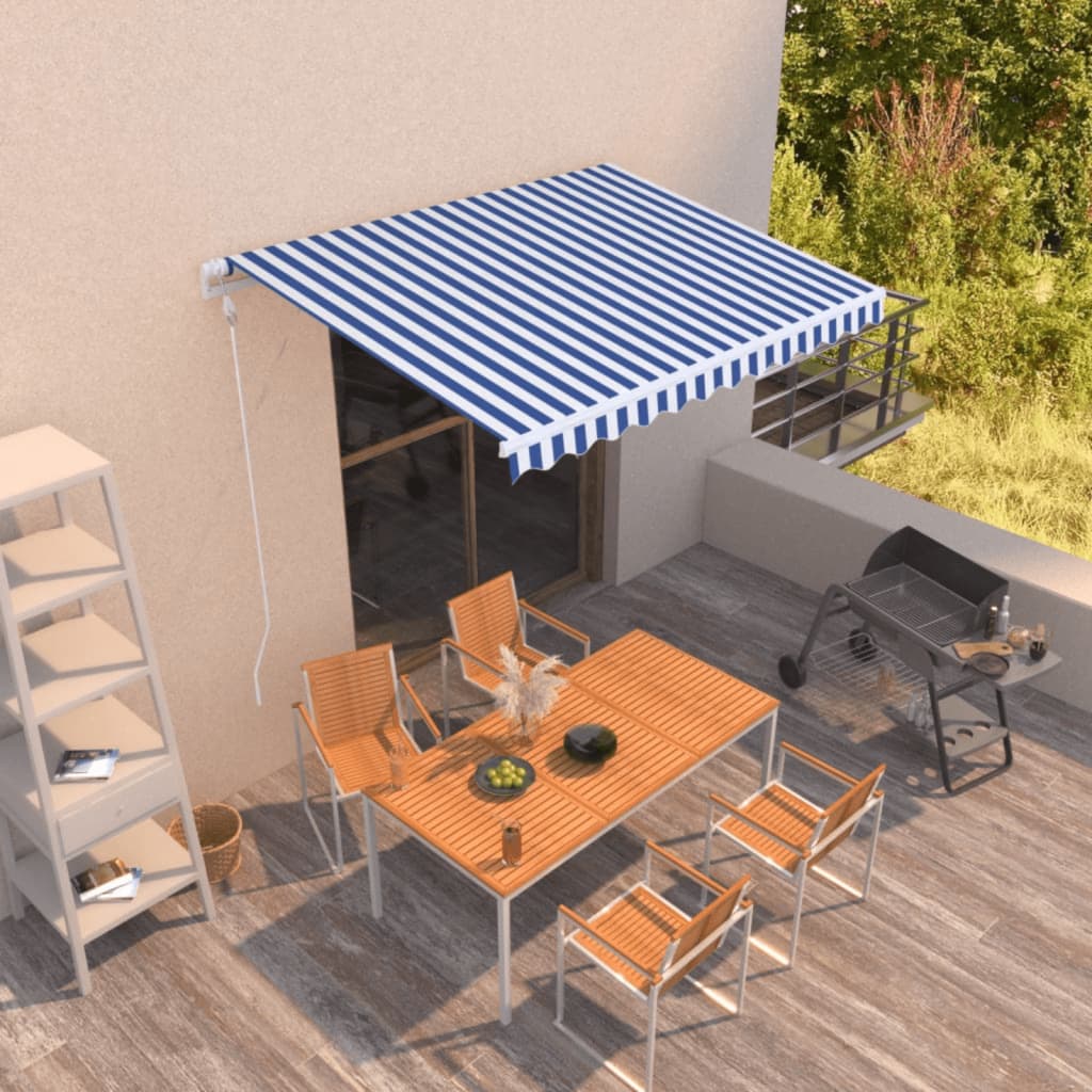 Tenda da Sole Retrattile Automatica 350x250 cm Blu e Bianca