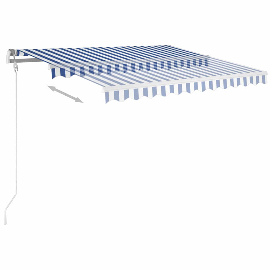 Tenda Automatica con Sensore Vento e LED 350x250 cm Blu Bianca