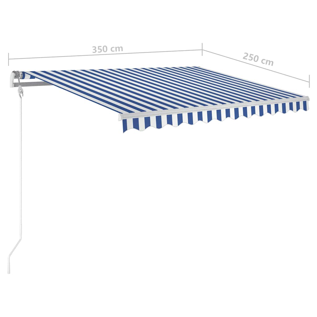Tenda Automatica con Sensore Vento e LED 350x250 cm Blu Bianca