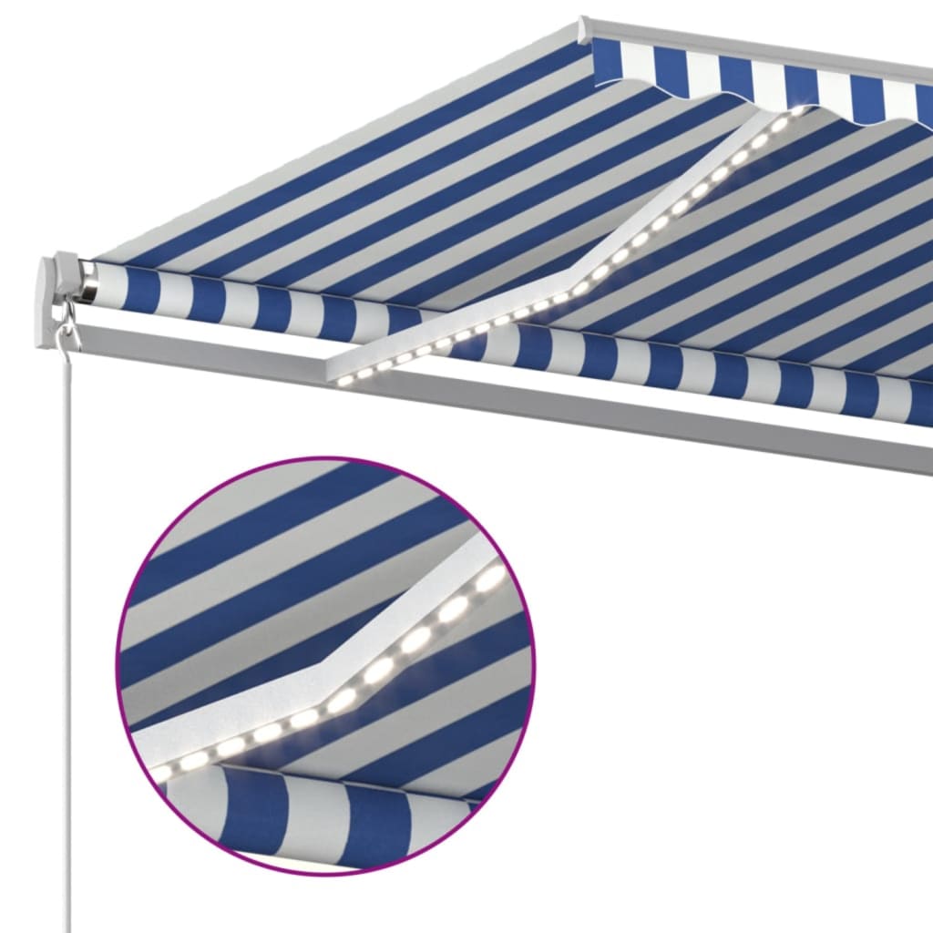 Tenda retrattile Blu e Bianco 400 × 300 cm Tessuto e Alluminio