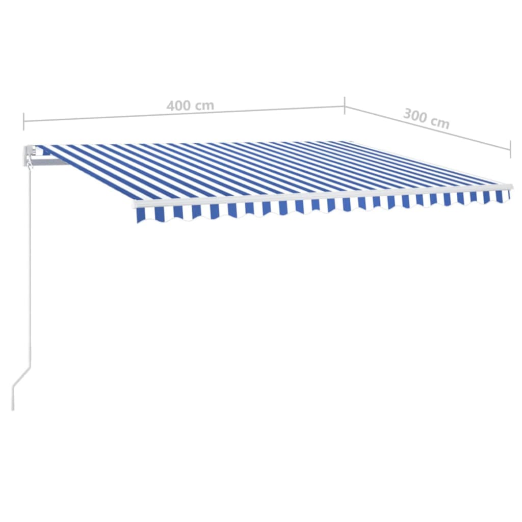 Tenda retrattile Blu e Bianco 400 × 300 cm Tessuto e Alluminio
