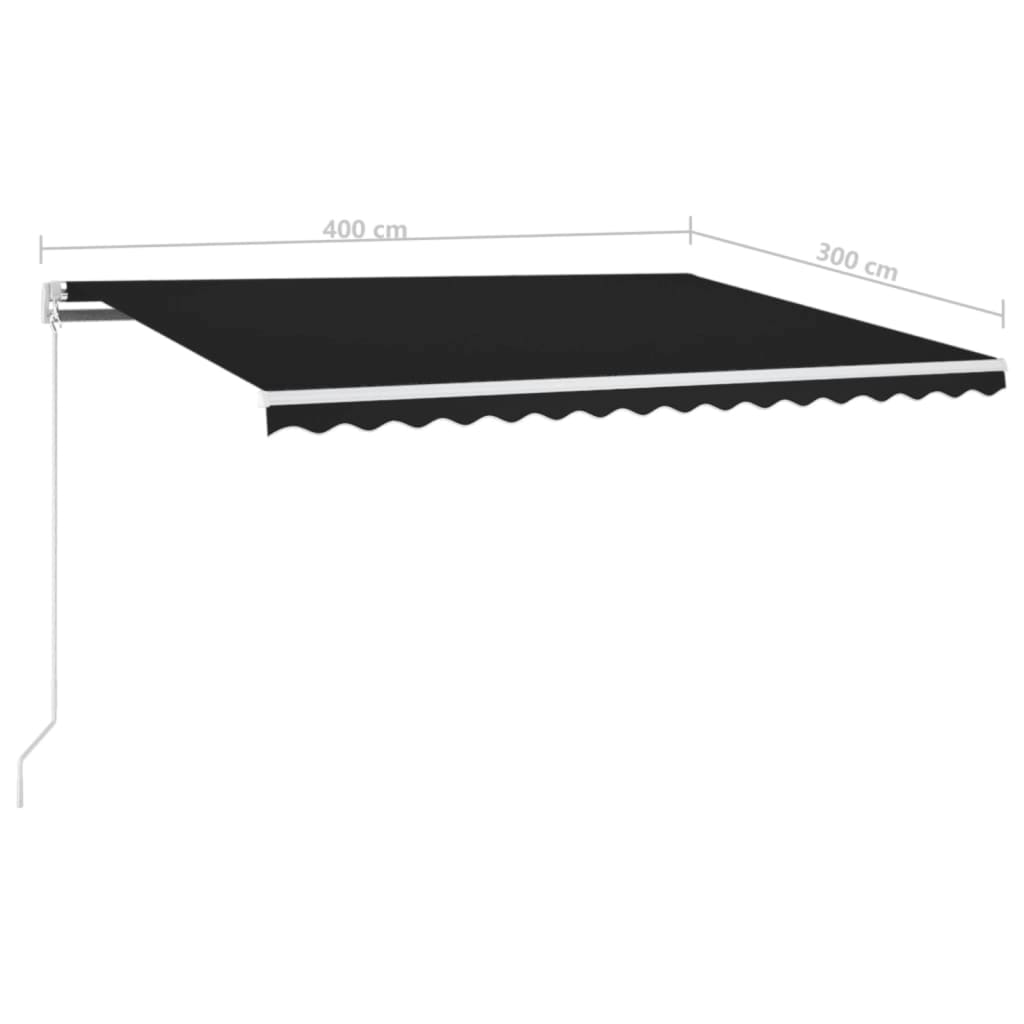 Tenda retrattile Antracite 400 × 300 cm Tessuto e Alluminio