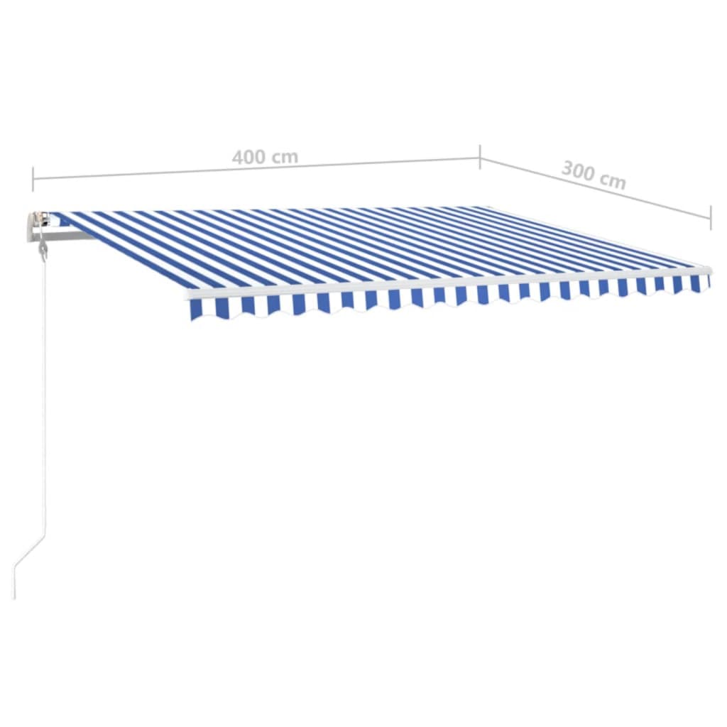 Tenda Automatica con Sensore Vento e LED 400x300 cm Blu Bianca