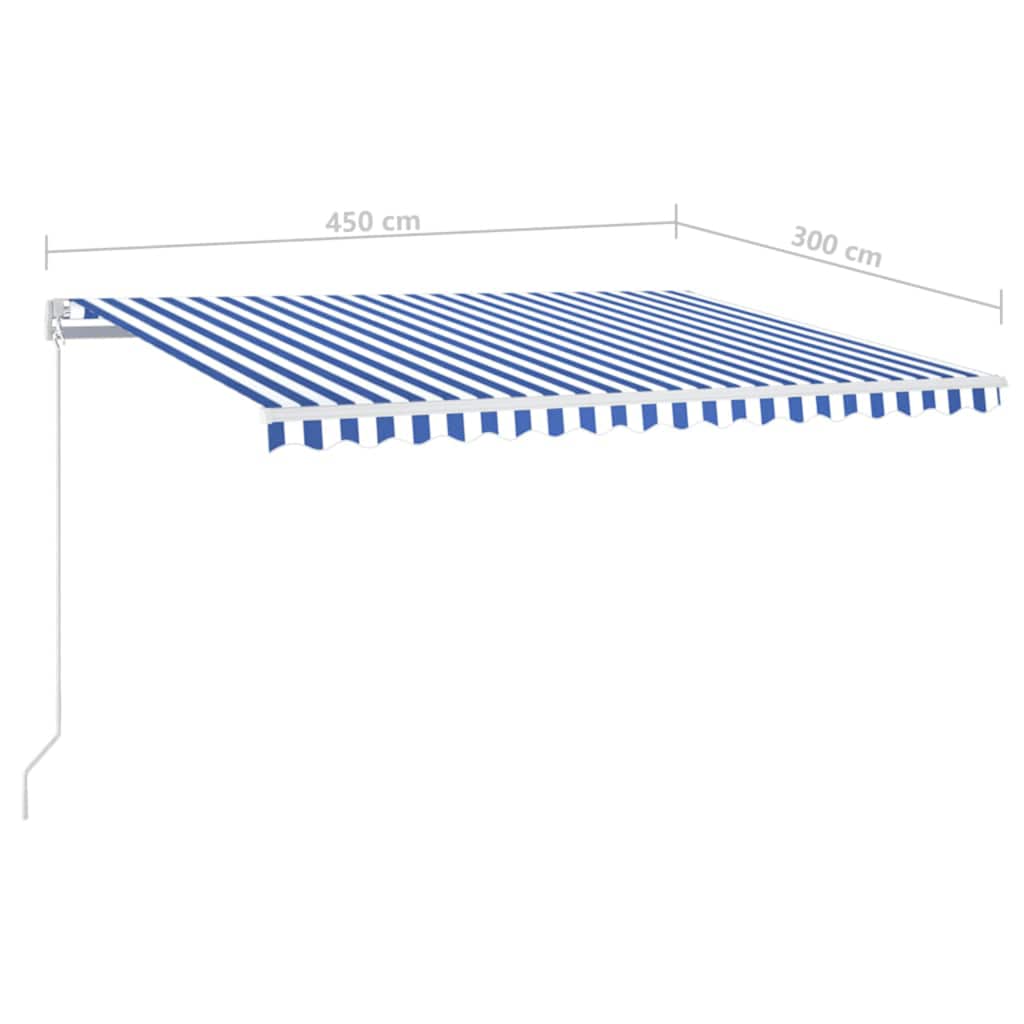 Tenda Automatica con Sensore Vento e LED 450x300 cm Blu Bianca
