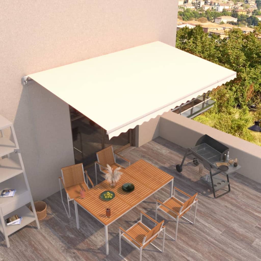 Tenda retrattile Crema 500 × 300 cm Poliestere e Alluminio