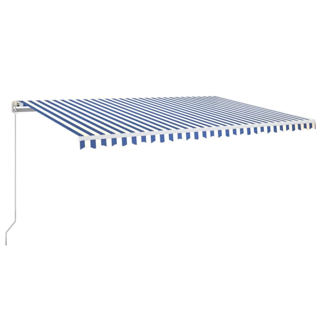 Tenda da Sole Retrattile Manuale con LED 500x300cm Blu e Bianco
