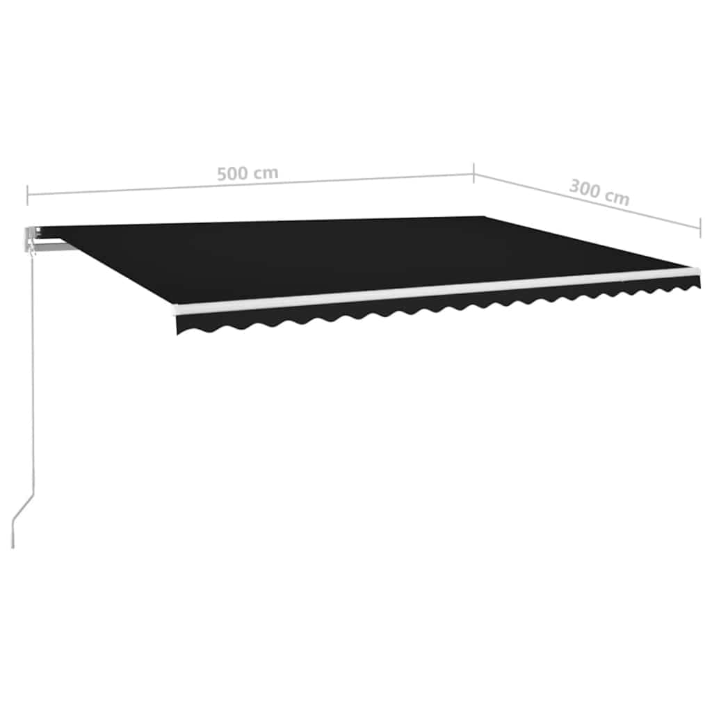 Tenda retrattile Antracite 500 × 300 cm Tessuto e Alluminio