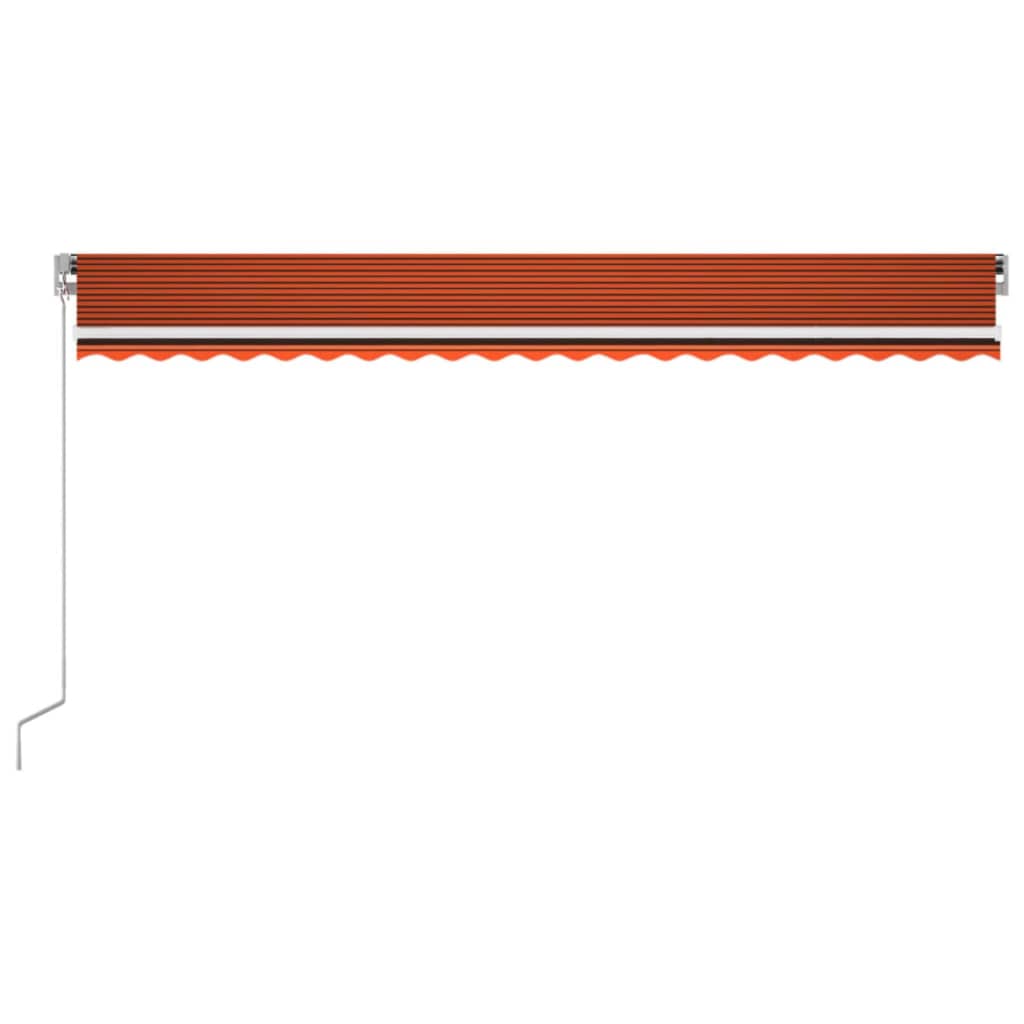 Tenda Sole Retrattile Manuale LED 500x300 cm Arancione Marrone