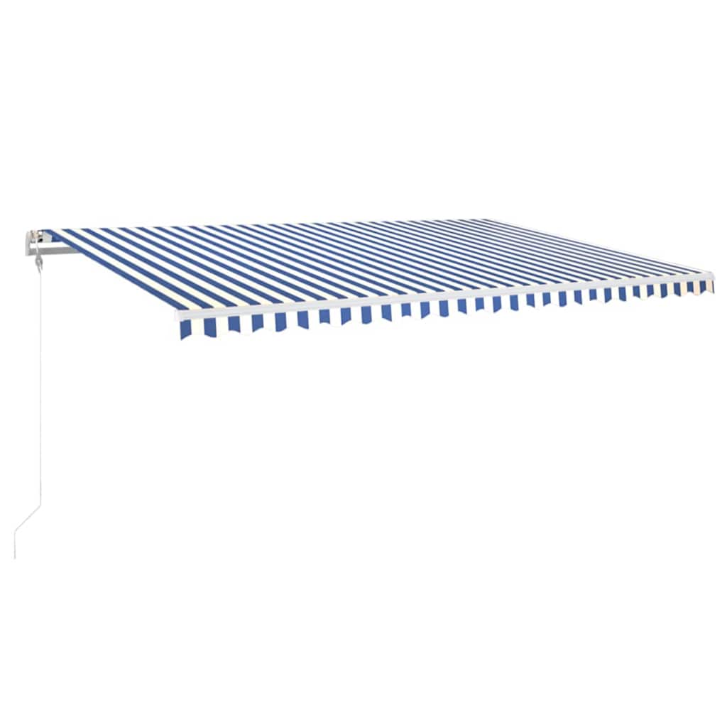 Tenda da Sole Retrattile Manuale con LED 500x300cm Blu e Bianco