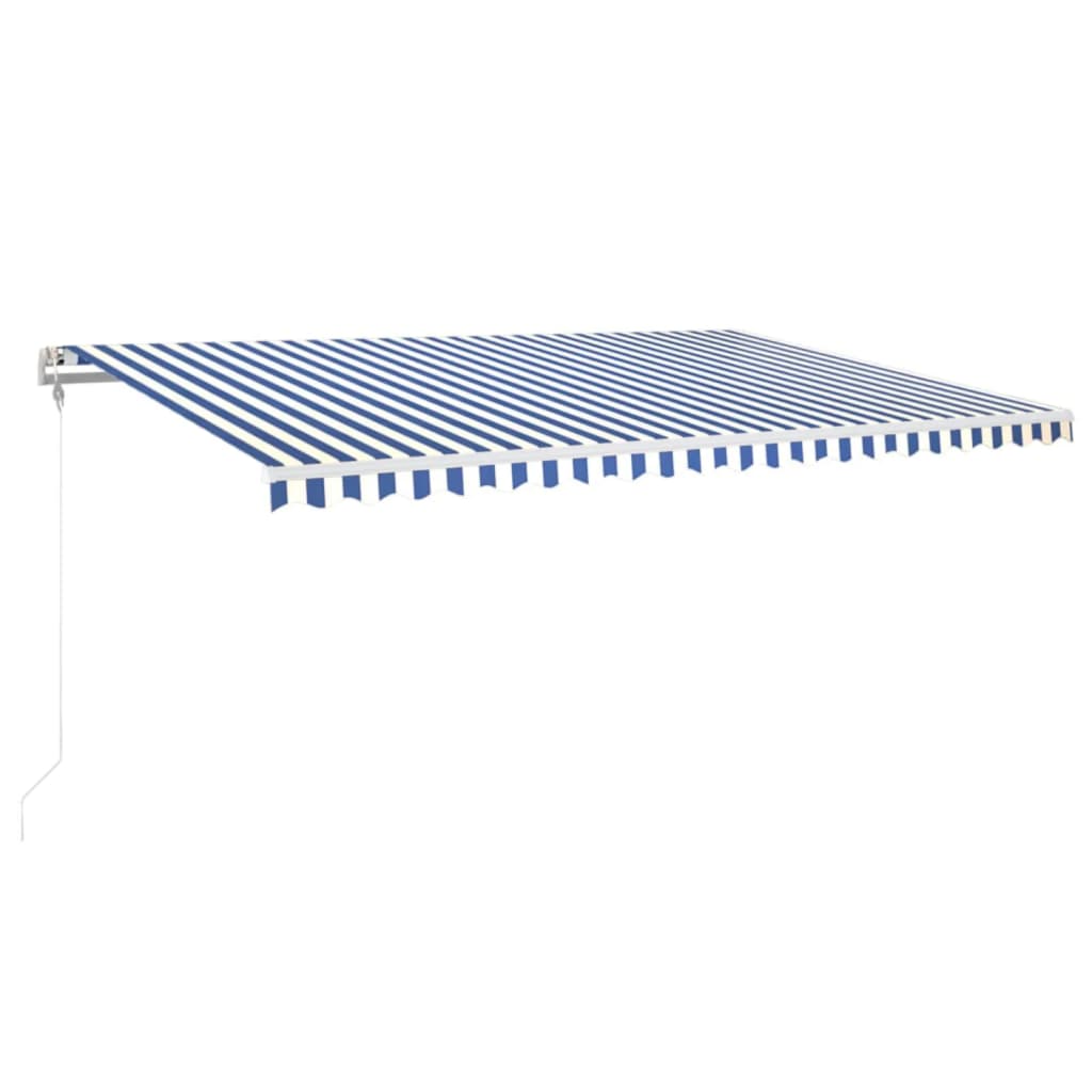 Tenda Automatica Sensore Vento e LED 500x300 cm Blu Bianca