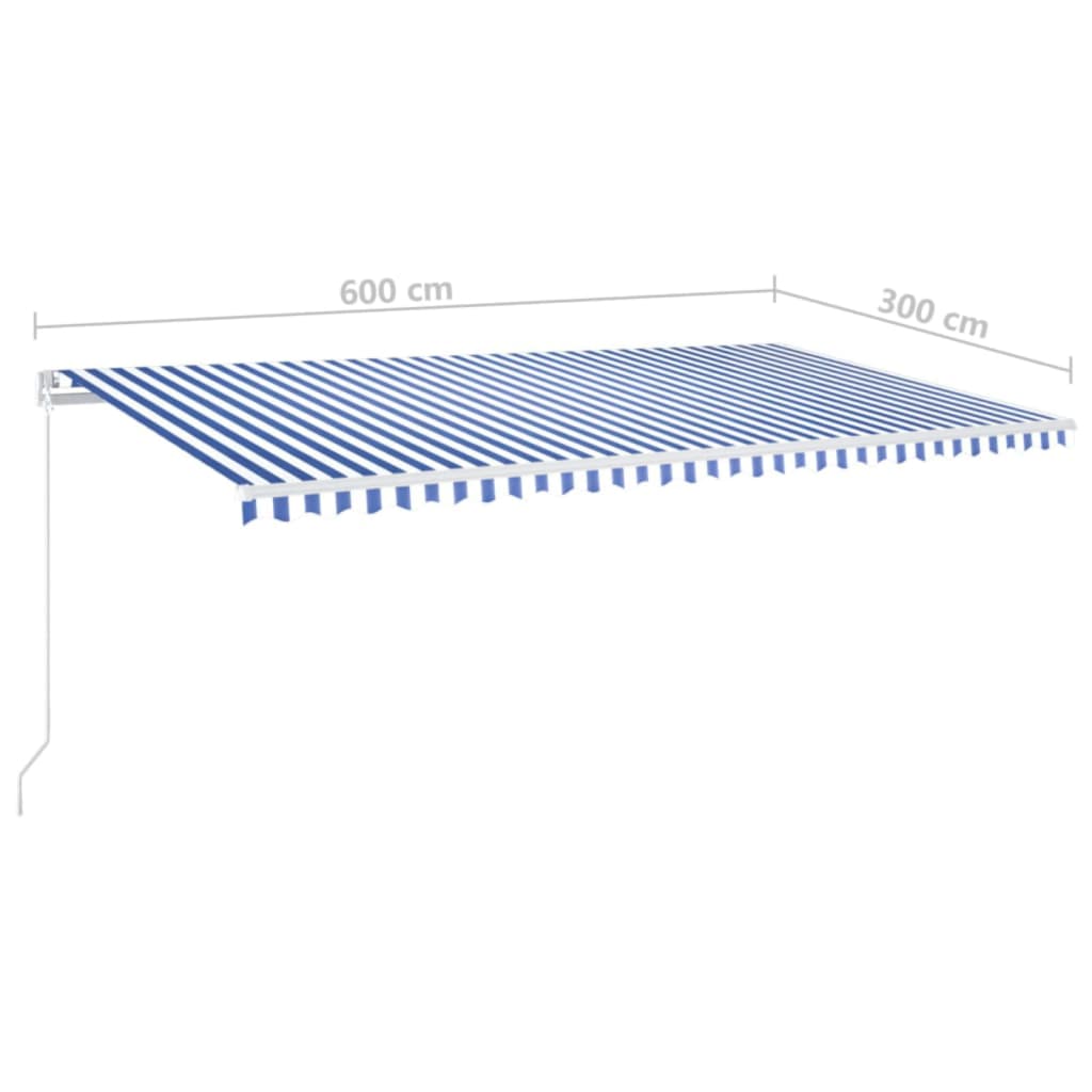 Tenda da Sole Retrattile Manuale 600x300 cm Blu e Bianca
