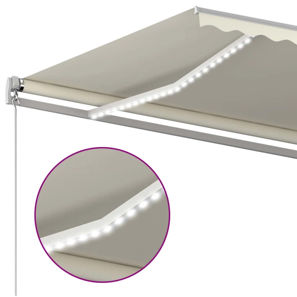 Tenda retrattile Crema 600 × 300 cm Tessuto e Alluminio