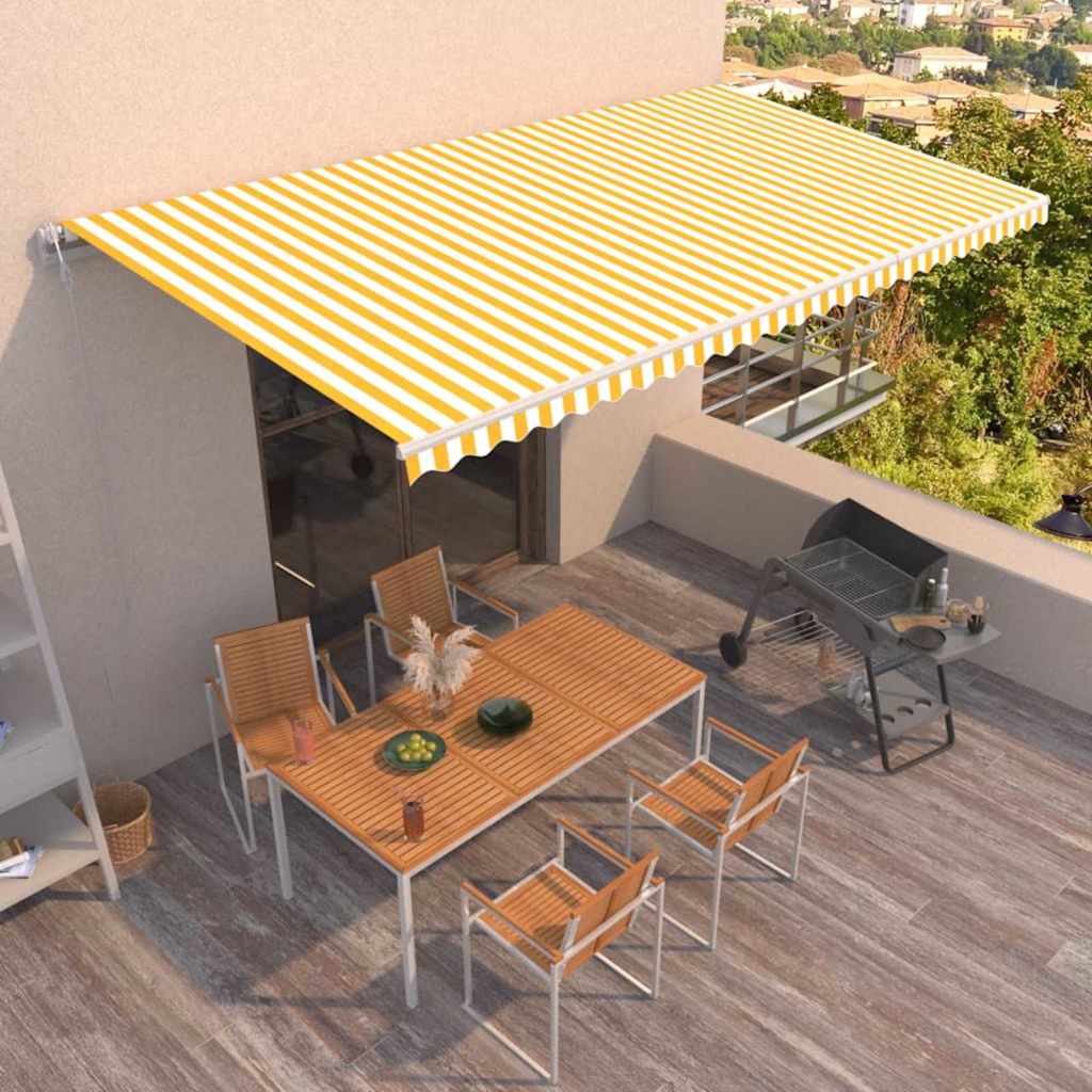 Tenda da Sole Retrattile Automatica 600x300 cm Gialla e Bianca