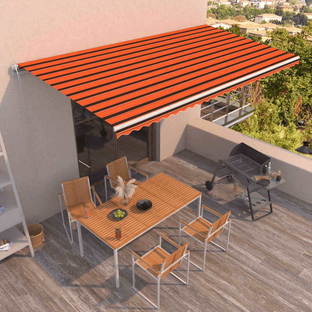 Tenda da Sole Retrattile Automatica 600x300cm Arancio e Marrone
