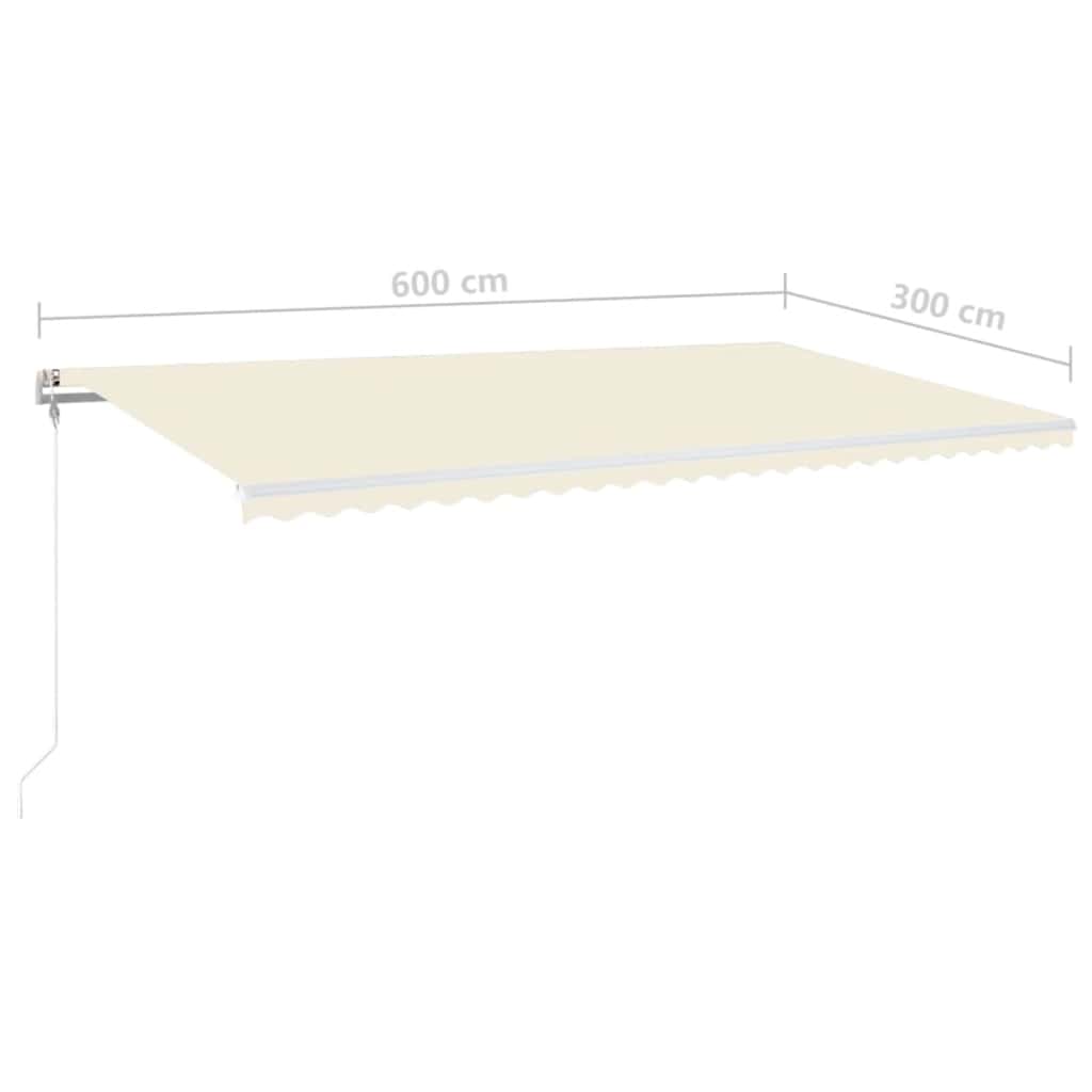 Tenda Automatica con Sensore Vento e LED 600x300 cm Crema