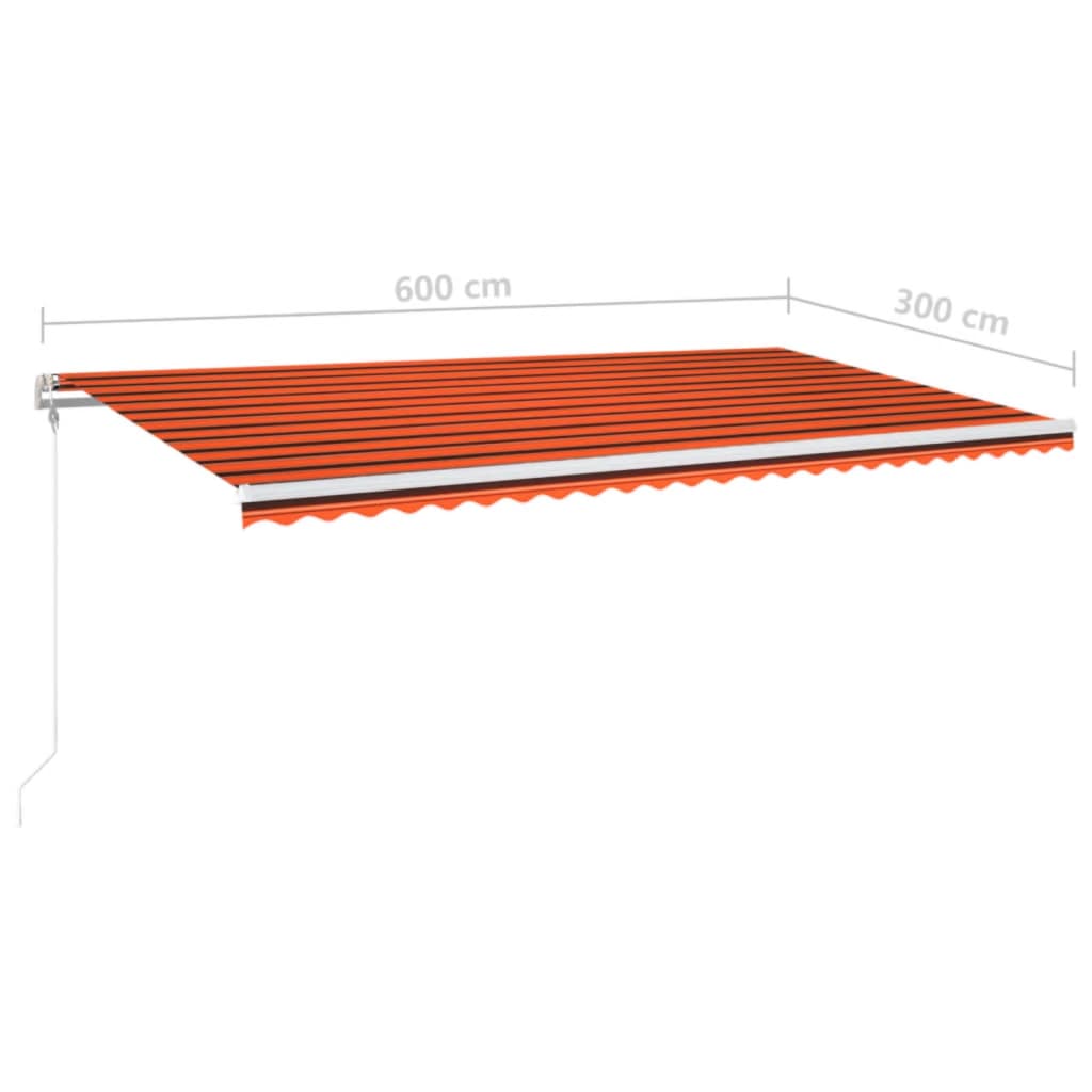 Tenda Automatica Sensore Vento e LED 600x300 cm Arancio Marrone