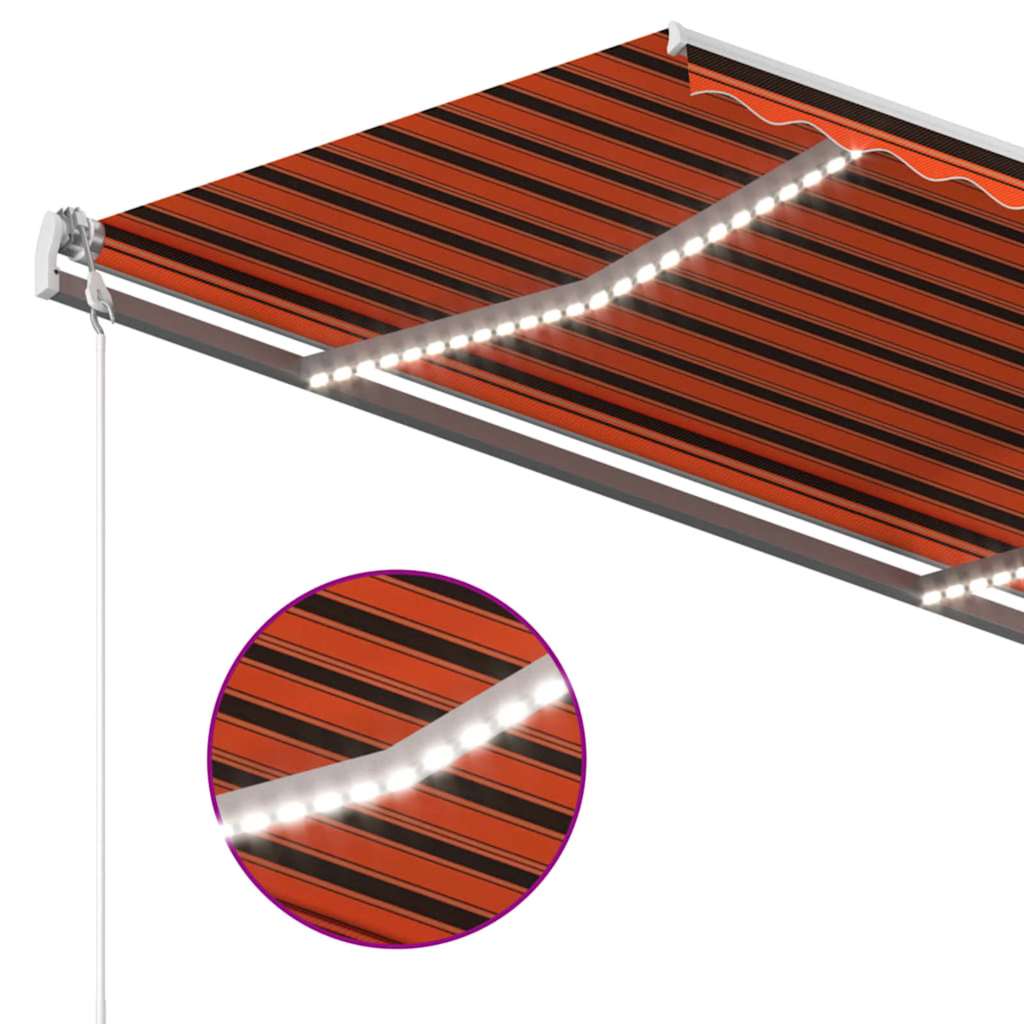 Tenda Automatica Sensore Vento e LED 400x350 cm Arancio Marrone