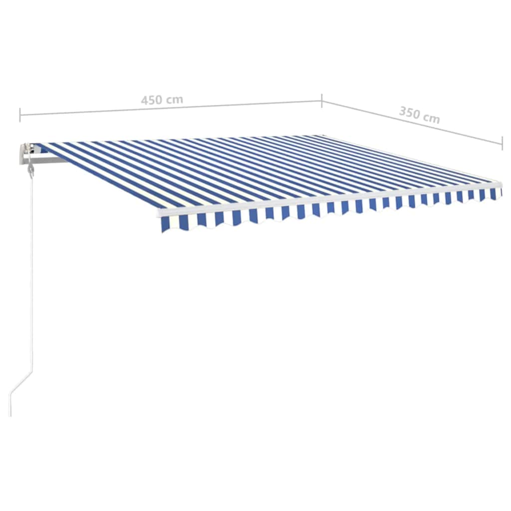 Tenda Automatica con Sensore Vento e LED 450x350 cm Blu Bianca