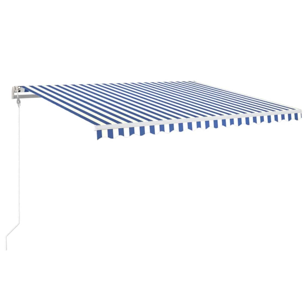 Tenda Automatica con Sensore Vento e LED 450x350 cm Blu Bianca
