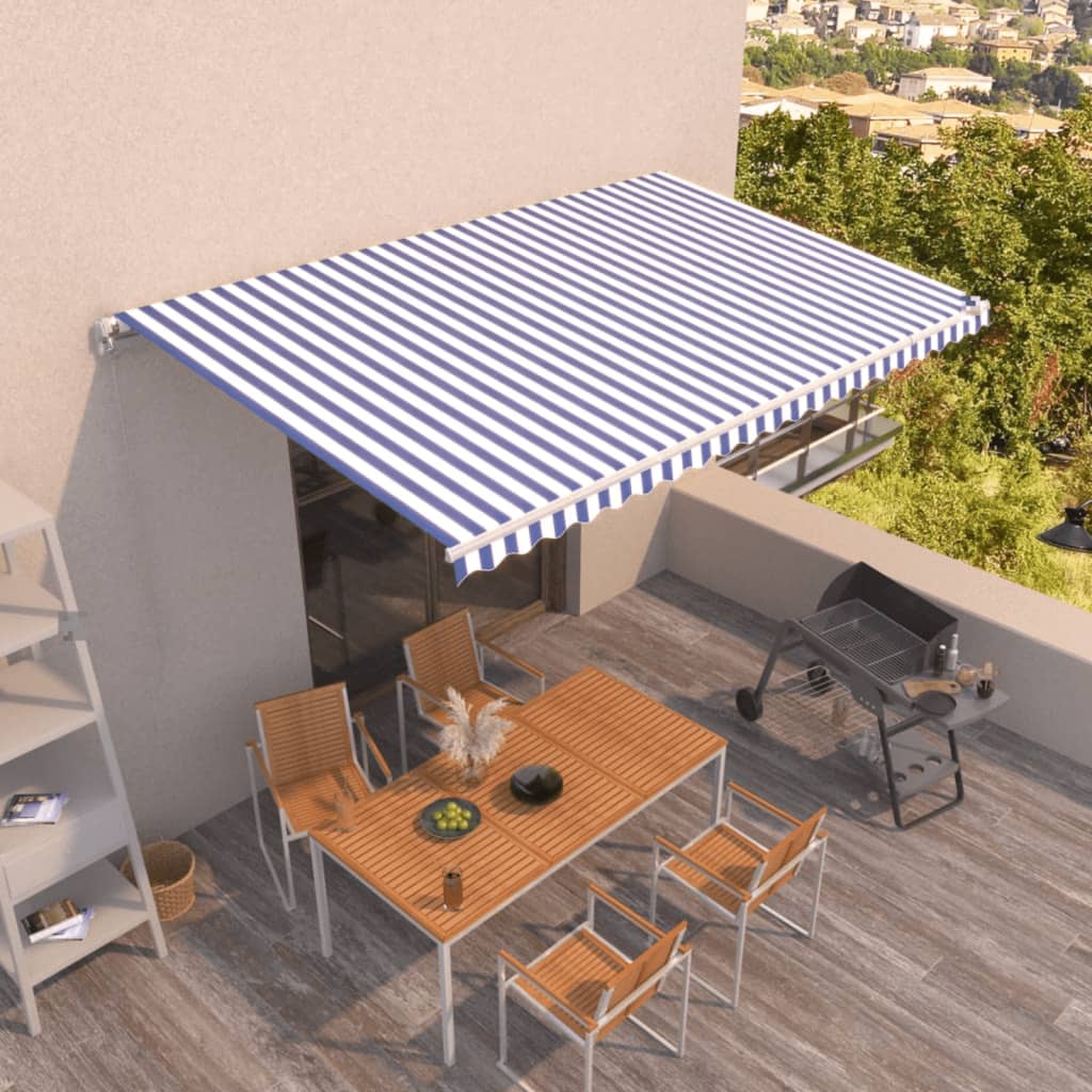 Tenda retrattile Blu e Bianco 500 × 350 cm