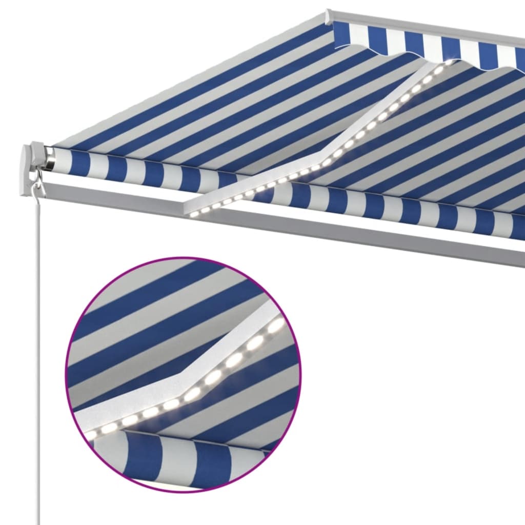 Tenda retrattile Blu e Bianco 500 × 350 cm Tessuto e Alluminio