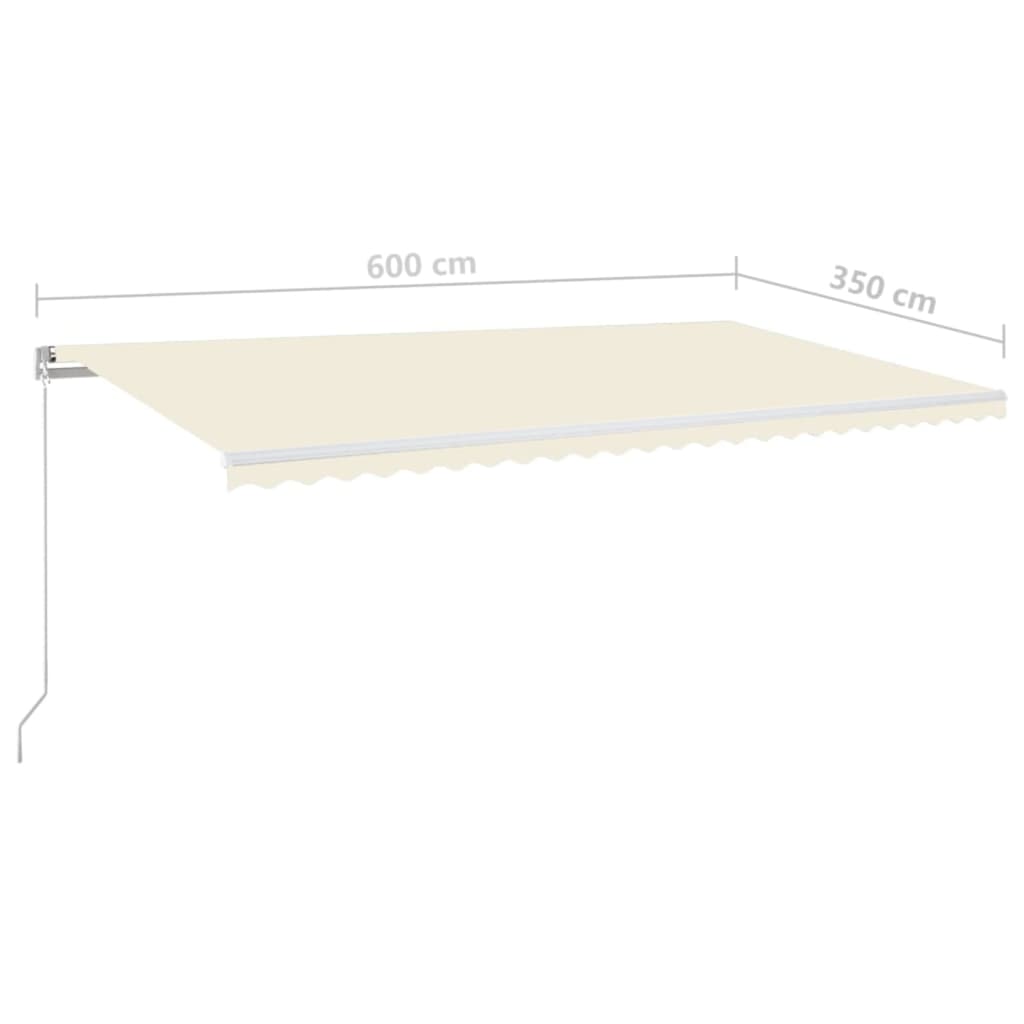Tenda retrattile Crema 600 × 350 cm Tessuto e Alluminio