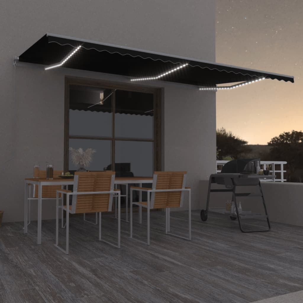Tenda retrattile Antracite 600 × 350 cm Tessuto e Alluminio