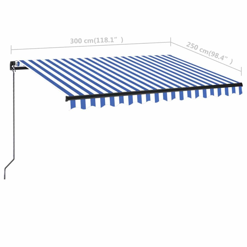 Tenda da Sole Retrattile Manuale 300x250cm Blu e Bianco