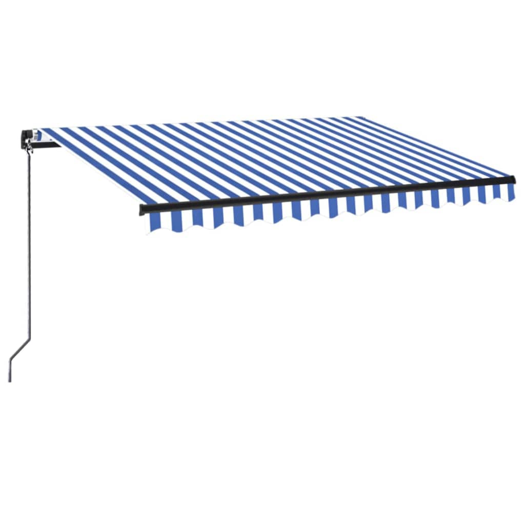 Tenda da Sole Retrattile Manuale con LED 300x250cm Blu e Bianco
