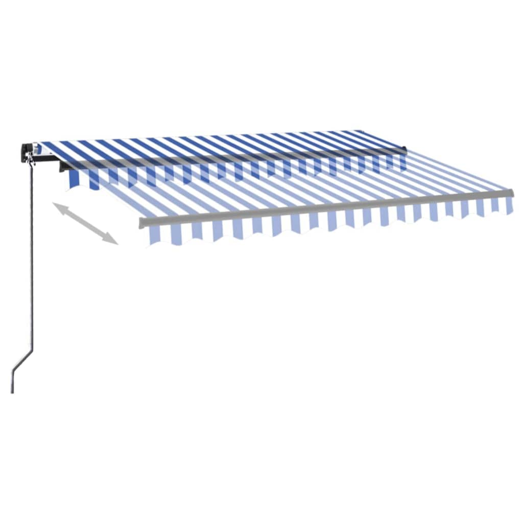 Tenda da Sole Retrattile Manuale con LED 300x250cm Blu e Bianco