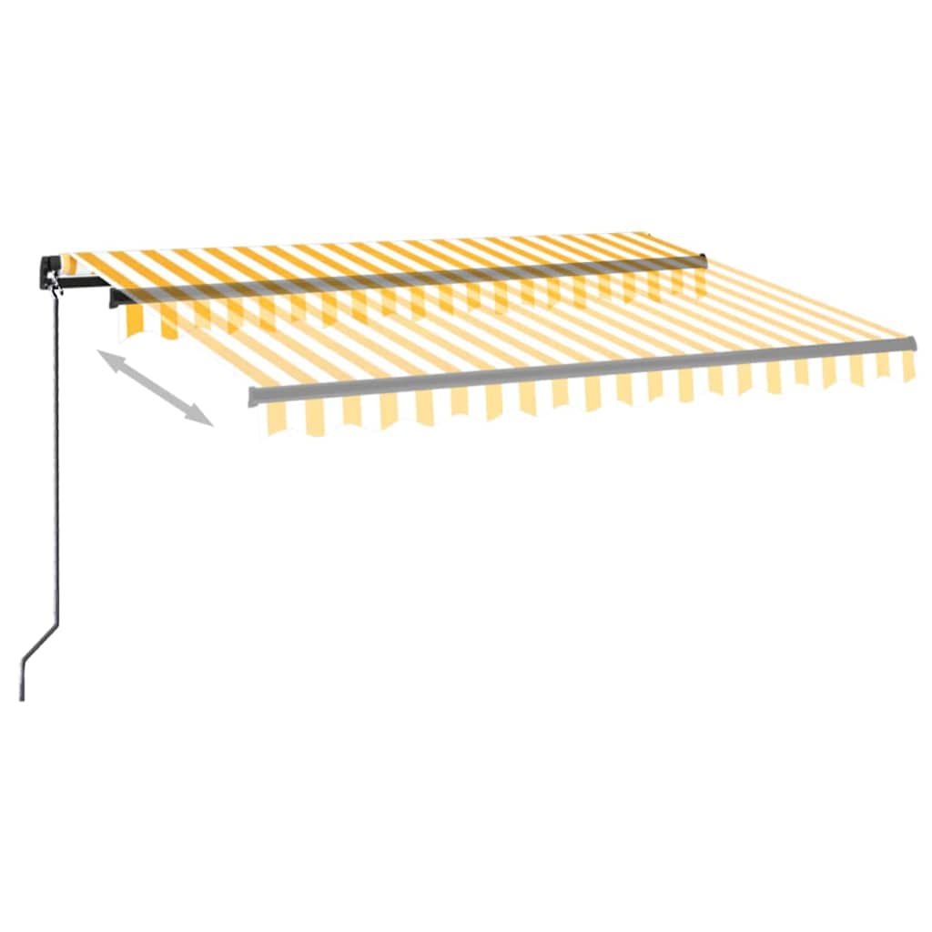 Tenda da Sole Manuale con LED 300x250 cm Gialla e Bianca